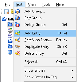 keepass add entry